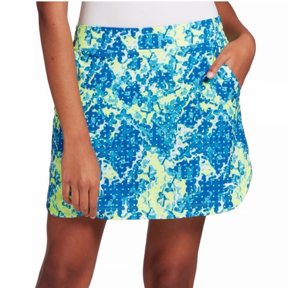 Slazenger Refresh Blue Neon Yellow Abstract Print Golf Skort Medium Pickleball